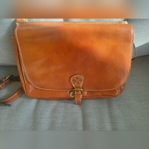 Patricia Nash Burnt Brown Leather Crossbody Bag With Dust Bag